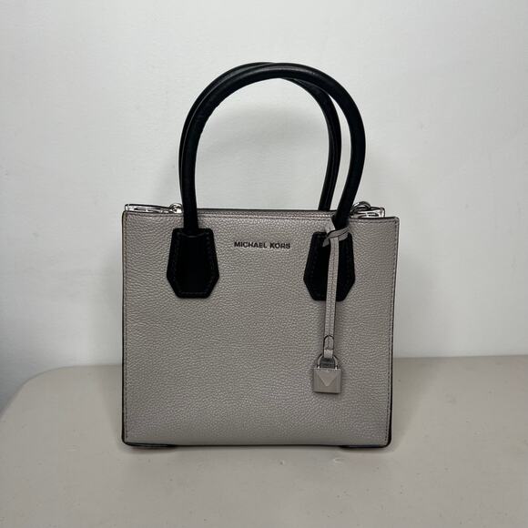 Michael Kors Mercer Color Block Pebbled Leather Crossbody Satchel Bag - Picture 2 of 10